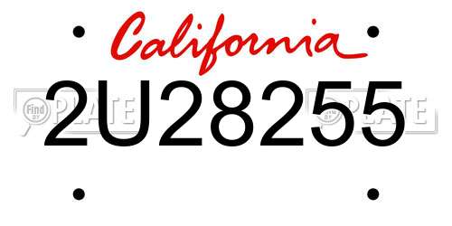 2U28255 California License Plate