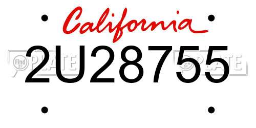 2U28755 California License Plate