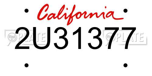 2U31377 California License Plate