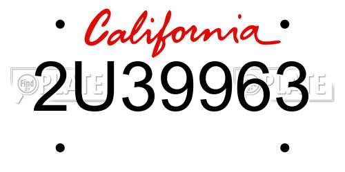 2U39963 California License Plate