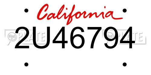 2U46794 California License Plate