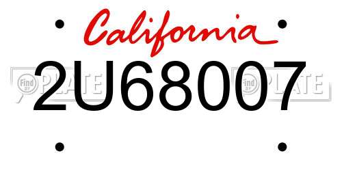 2U68007 California License Plate