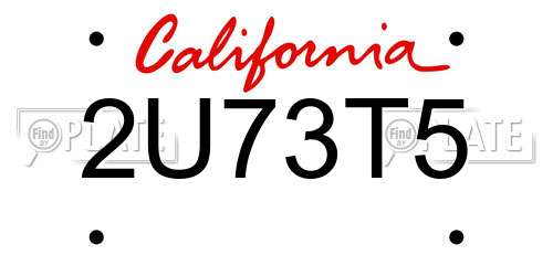 2U73T5 California License Plate