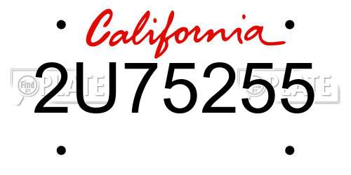 2U75255 California License Plate