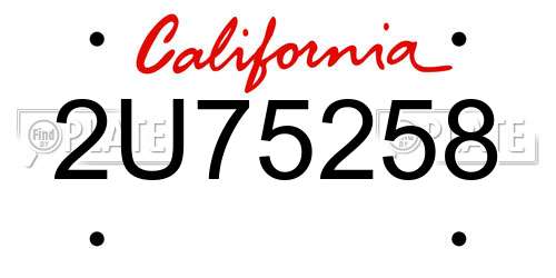 2U75258 California License Plate