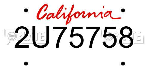 2U75758 California License Plate