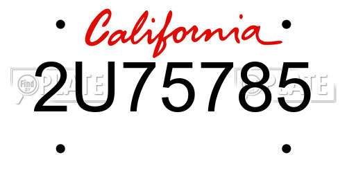 2U75785 California License Plate