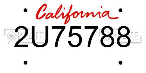 2U75788 California License Plate