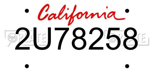 2U78258 California License Plate
