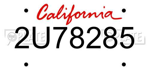 2U78285 California License Plate