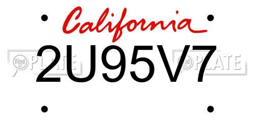 2U95V7 California License Plate