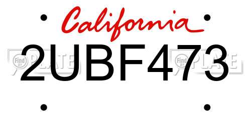 2UBF473 California License Plate
