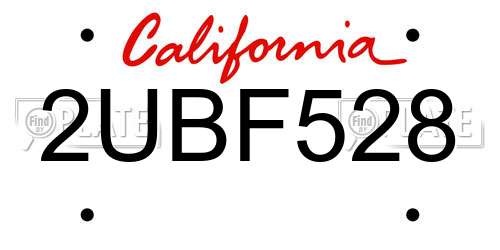 2UBF528 California License Plate