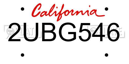 2UBG546 California License Plate