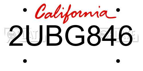 2UBG846 California License Plate