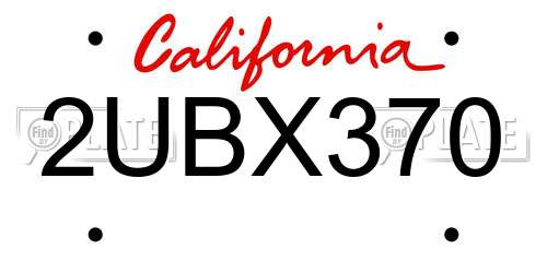 2UBX370 California License Plate
