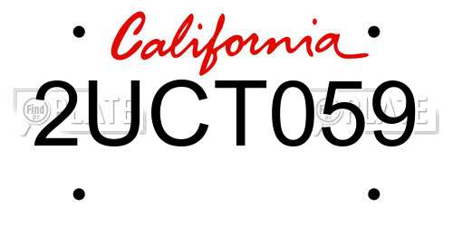 2UCT059 California License Plate