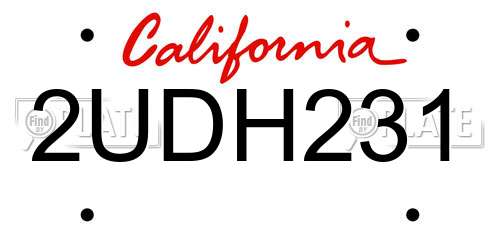 2UDH231 California License Plate