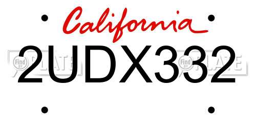2UDX332 California License Plate