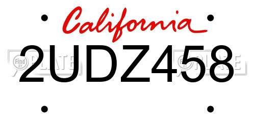 2UDZ458 California License Plate