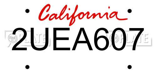 2UEA607 California License Plate