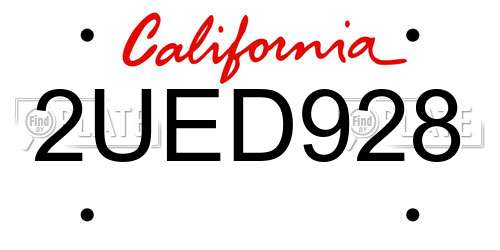 2UED928 California License Plate