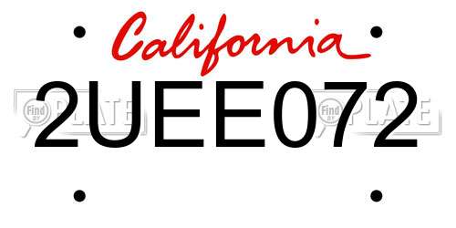 2UEE072 California License Plate