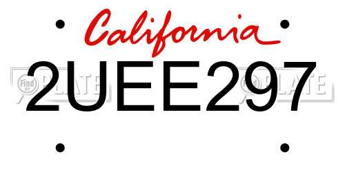2UEE297 California License Plate