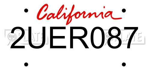 2UER087 California License Plate