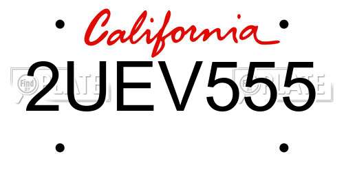 2UEV555 California License Plate