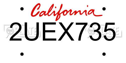 2UEX735 California License Plate