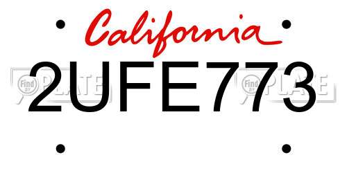 2UFE773 California License Plate