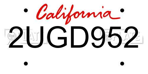 2UGD952 California License Plate