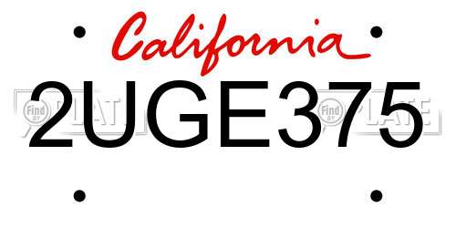 2UGE375 California License Plate