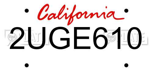2UGE610 California License Plate