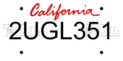 2UGL351 California License Plate