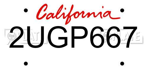 2UGP667 California License Plate
