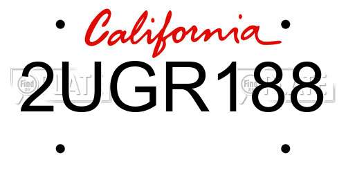 2UGR188 California License Plate