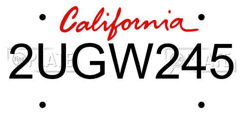2UGW245 California License Plate