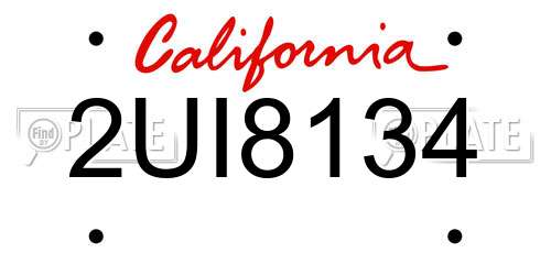 2UI8134 California License Plate
