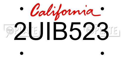 2UIB523 California License Plate
