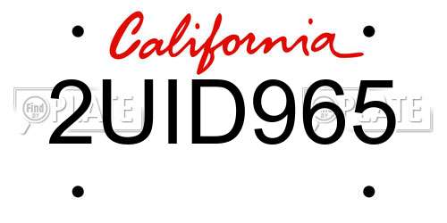 2UID965 California License Plate