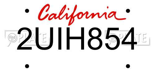 2UIH854 California License Plate