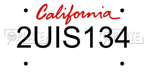 2UIS134 California License Plate