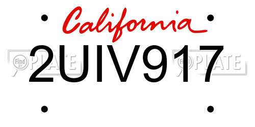 2UIV917 California License Plate