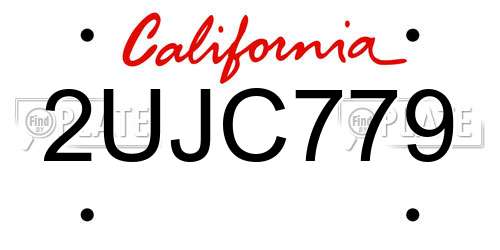 2UJC779 California License Plate