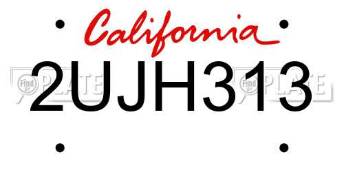 2UJH313 California License Plate
