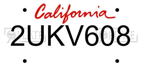 2UKV608 California License Plate