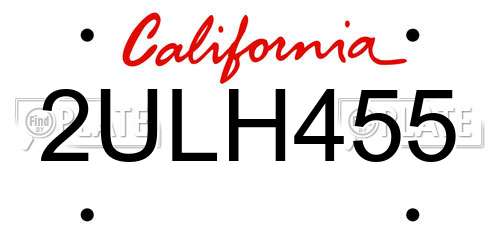 2ULH455 California License Plate