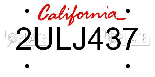 2ULJ437 California License Plate